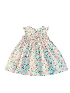 Lillie & Lilah Girls Pink Floral Smocked Casual Dress Size 2